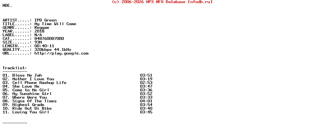 Ipd_Green-My_Time_Will_Come-(848760087080)-WEB-2018