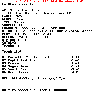 Klipspringer-The_Starched_Blue_Collars_Ep-2002