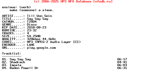 Till_Von_Sein-Say_Say_Say-EP-(TJ004)-WEB-2018
