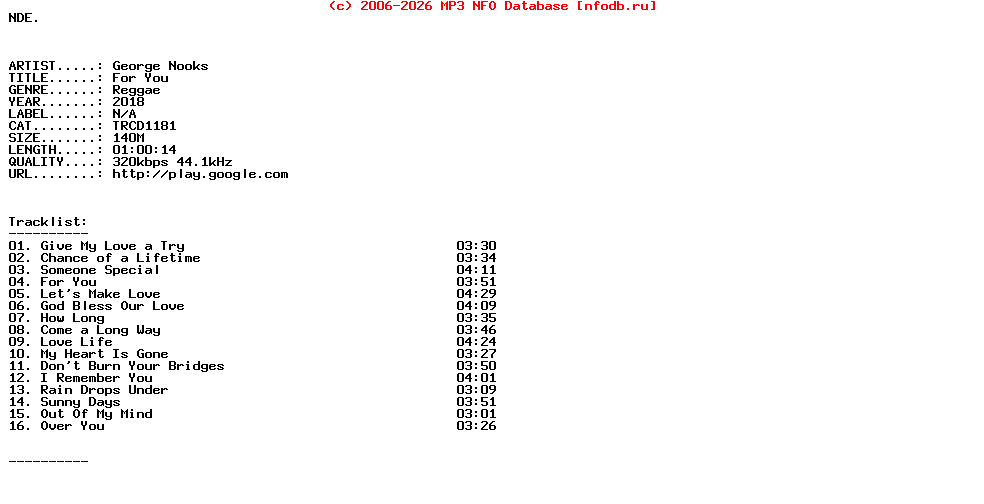 George_Nooks-For_You-(TRCD1181)-WEB-2018