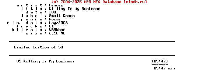 Fences--Killing_Is_My_Business-CDR-2007