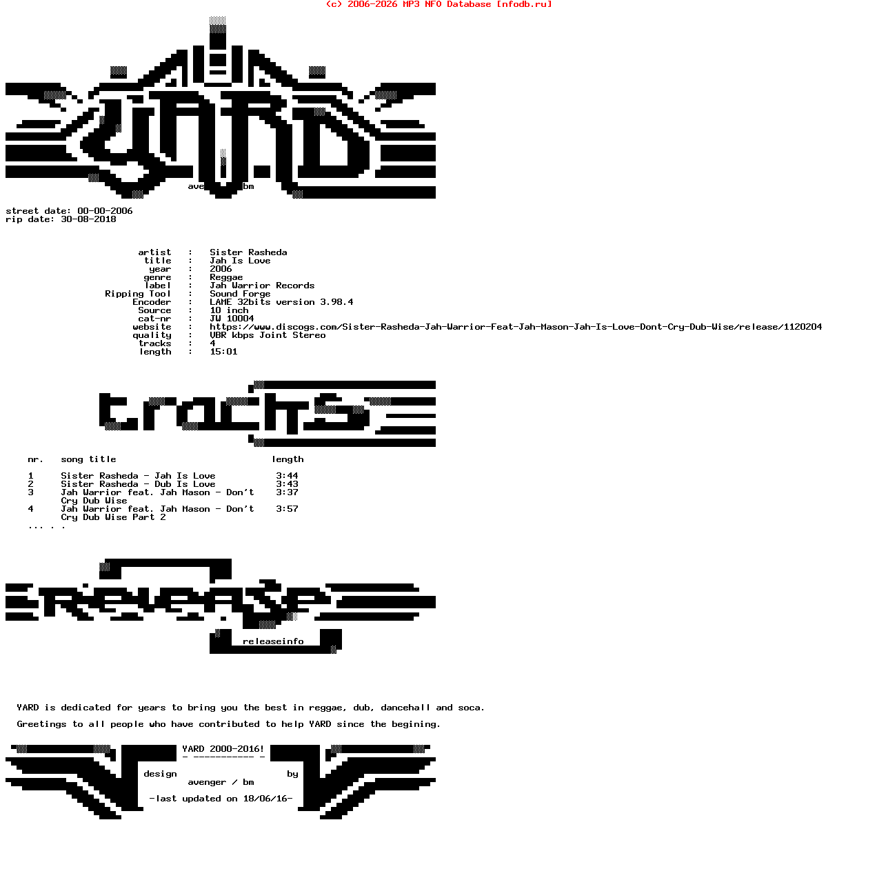 Sister_Rasheda-Jah_Is_Love-(JW_10004)-10Inch_Vinyl-2006-YARD