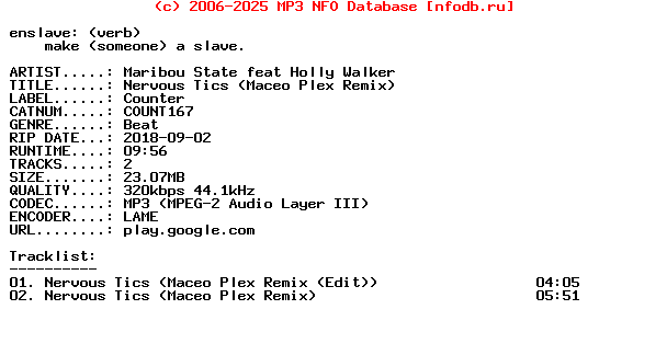 Maribou_State_Feat_Holly_Walker-Nervous_Tics_(MACEO_PLEX_REMIX)-(COUNT167)-WEB-2018