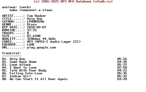 Tom_Hooker-Only_One-(LPHVR0286)-WEB-1986