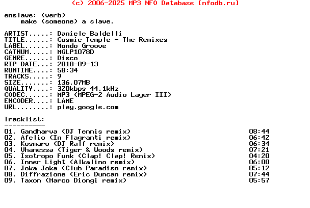 Daniele_Baldelli-Cosmic_Temple_-_The_Remixes-(MGLP1078D)-WEB-2018