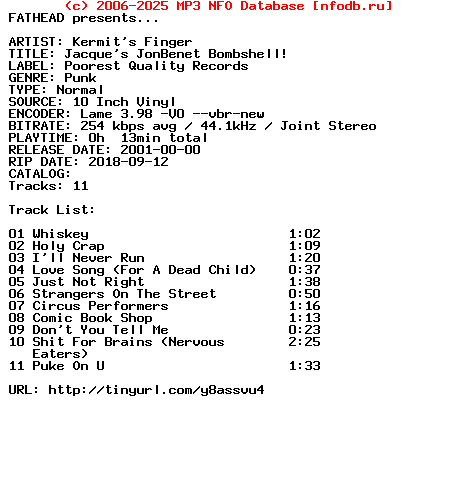 Kermits_Finger-Jacques_Jonbenet_Bombshell-10_Inch_Vinyl-2001