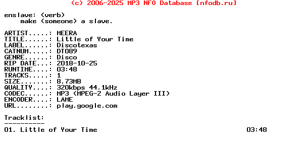 Meera-Little_Of_Your_Time-(DT089)-WEB-2018