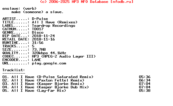 D-Pulse-All_I_Have_(REMIXES)-(TD017)-WEB-2018