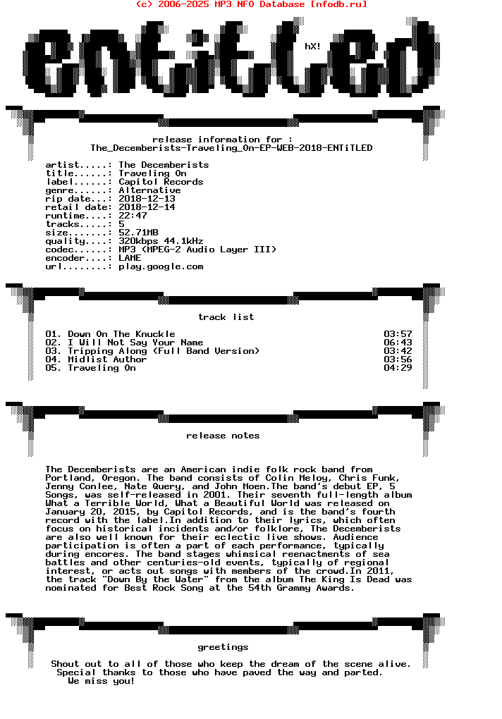 The_Decemberists-Traveling_On-EP-WEB-2018
