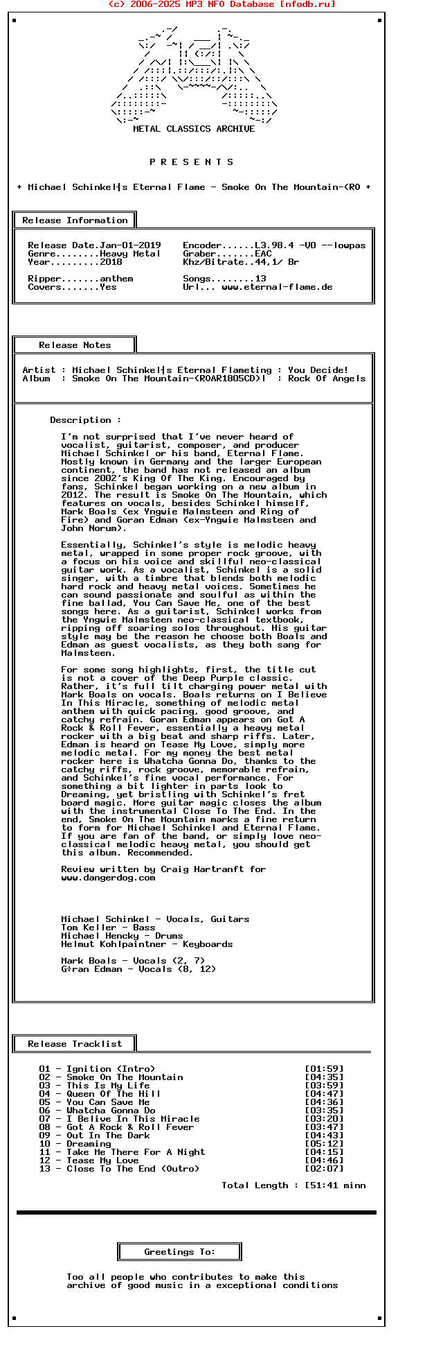 Michael_Schinkels_Eternal_Flame_-_Smoke_On_The_Mountain-(ROAR1805CD)-2018-Mca_Int