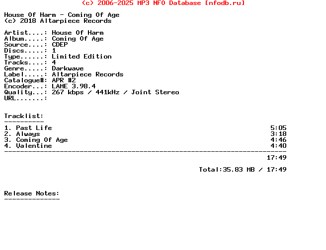 House_Of_Harm-Coming_Of_Age-Limited_Edition-CDEP-2018