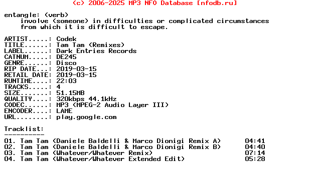 Codek-Tam_Tam_(REMIXES)-(DE245)-WEB-2019