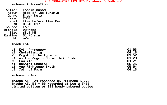 Incriminated-Ride_Of_The_Tyrants-Tape-2003-Klv_Int