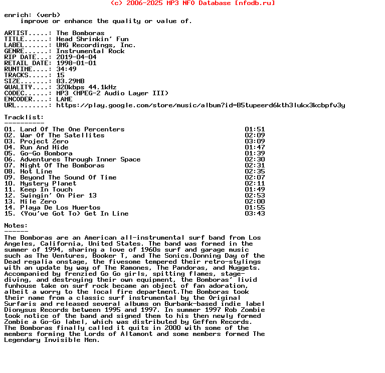 The_Bomboras-Head_Shrinkin_Fun-WEB-1998