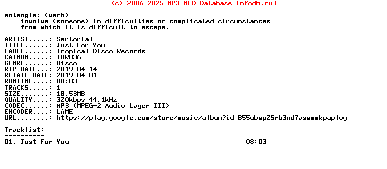 Sartorial-Just_For_You-(TDR036)-Single-WEB-2019