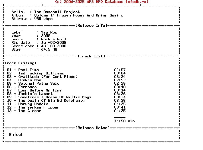 The_Baseball_Project-Volume_1_Frozen_Ropes_And_Dying_Quails-2008