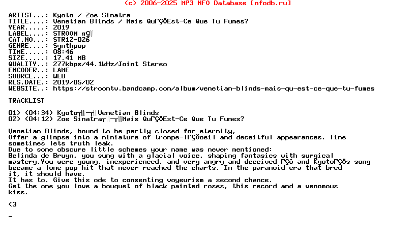 Kyoto_-_Zoe_Sinatra-Venetian_Blinds_-_Mais_Quest-Ce_Que_Tu_Fumes-(STR12-026)-WEB-2019