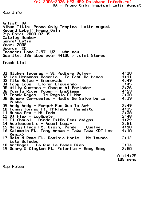 VA-Promo_Only_Tropical_Latin_August-SP-2008