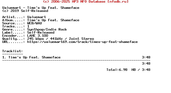 Valuemart-Times_Up_Feat._Shameface-Single-WEB-2019