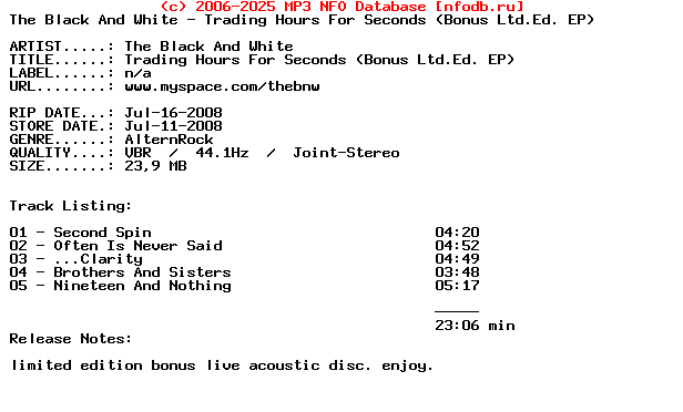 The_Black_And_White-Trading_Hours_For_Seconds-(BONUS_LTD.ED._EP)-2008