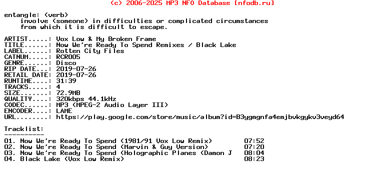 Vox_Low_And_My_Broken_Frame-Now_Were_Ready_To_Spend_Remixes__Black_Lake-(RCR005)-WEB-2019