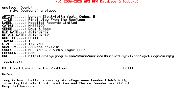 London_Elektricity_Feat._Cydnei_B.-Final_View_From_The_Rooftops-(NHS359DD)-Single-WEB-2019