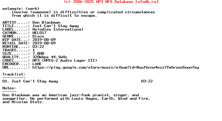 Don_Blackman-Just_Cant_Stay_Away-(MEL017)-Single-WEB-2019