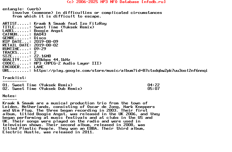 Kraak_And_Smaak_Feat_Izo_Fitzroy-Sweet_Time_(YUKSEK_REMIX)-(BA043)-WEB-2019