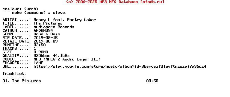 Benny_L_Feat._Pastry_Maker-The_Pictures-(APORN094)-Single-WEB-2019