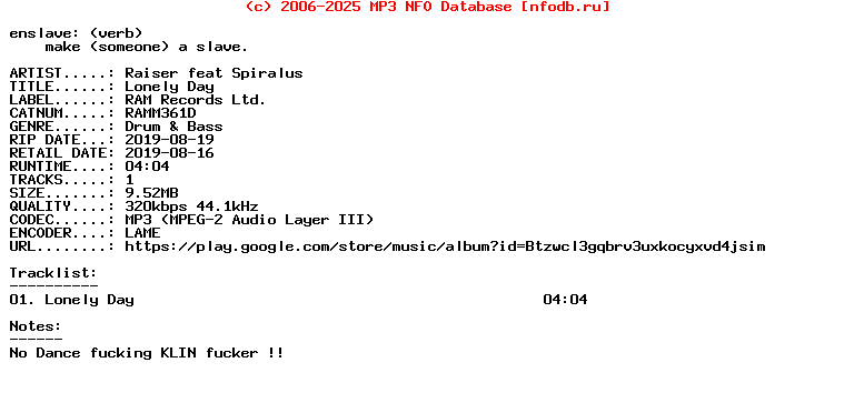 Raiser_Feat_Spiralus-Lonely_Day-(RAMM361D)-Single-WEB-2019