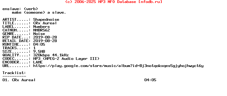 Shapednoise-Crx_Aureal-(NMBRS62)-Single-WEB-2019