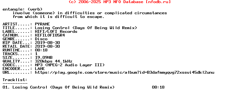 Pyrame-Losing_Control_(DAYS_OF_BEING_WILD_REMIX)-(HIFILOFI05R4)-Single-WEB-2019