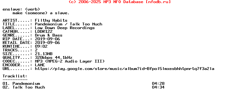 Filthy_Habits-Pandemonium__Talk_Too_Much-(LDDR122)-WEB-2019