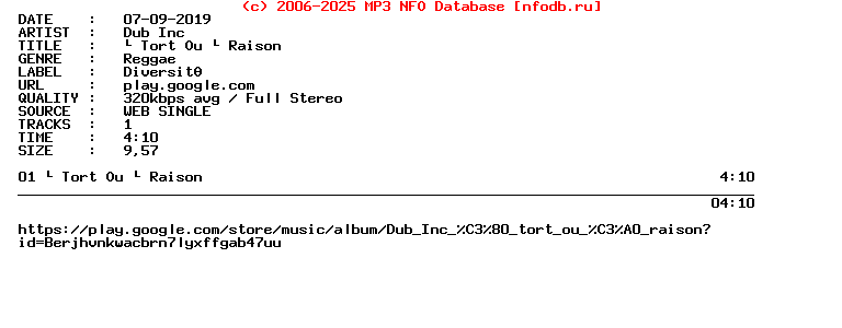 Dub_Inc-A_Tort_Ou_A_Raison-Single-WEB-FR-2019