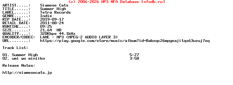 Siamese_Cats-Summer_High-JP-Single-2011