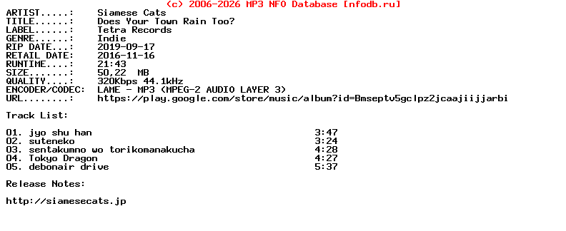 Siamese_Cats-Does_Your_Town_Rain_Too-JP-EP-2016