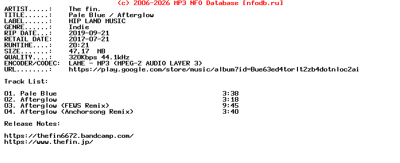 The_Fin.-Pale_Blue_Afterglow-EP-2017